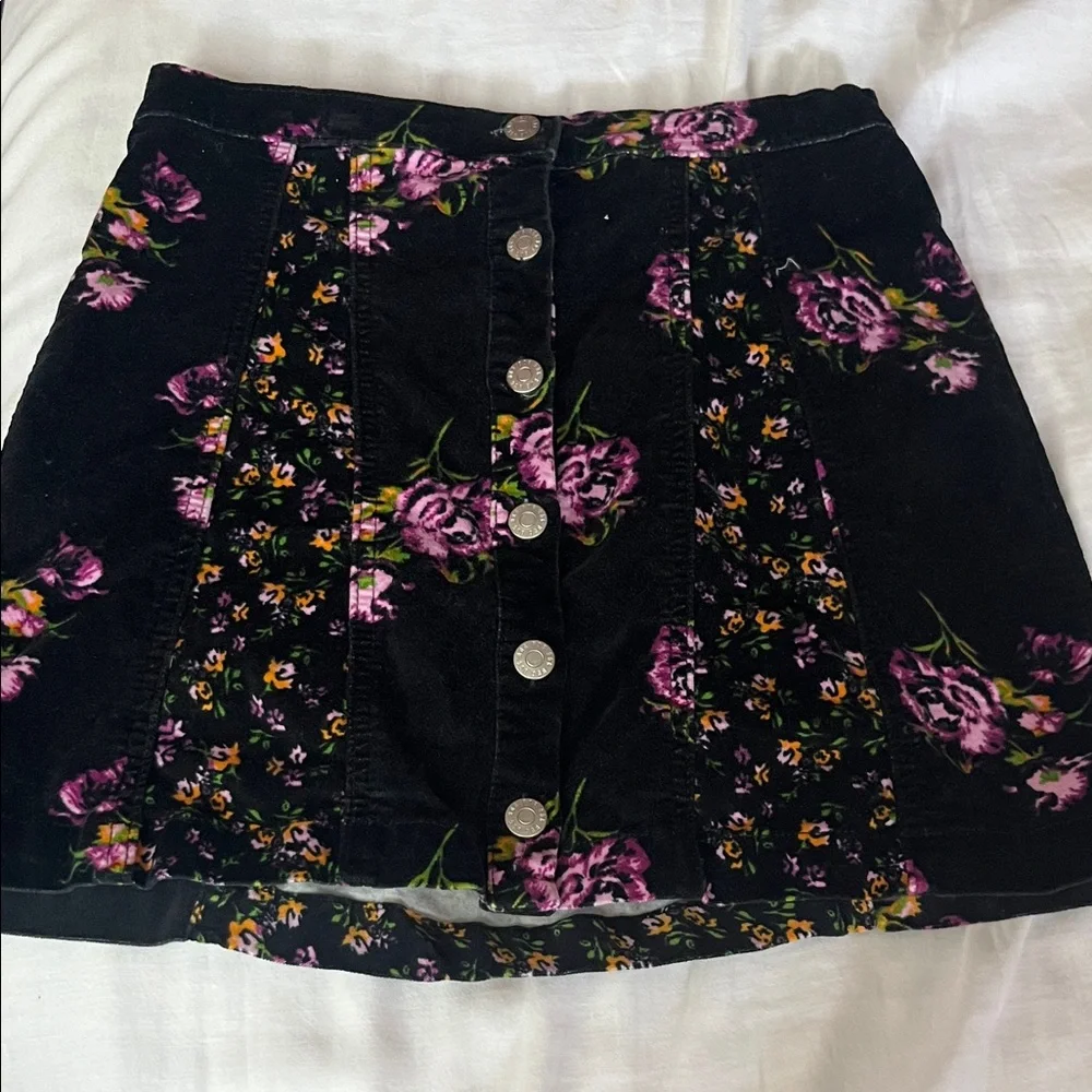 Urban Outfitters Black and Purple Floral Midi Skirt - Picture 1 of 1
